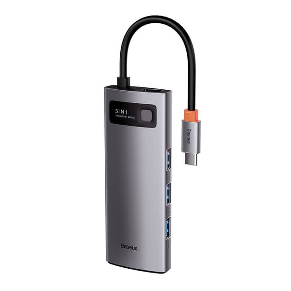 Hub 5in1 Baseus Metal Gleam Series, USB-C till 3x USB 3.0 + HDMI + USB-C PD