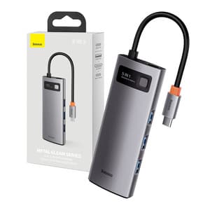 Hub 5in1 Baseus Metal Gleam -sarja, USB-C - 3x USB 3.0 + HDMI + USB-C PD