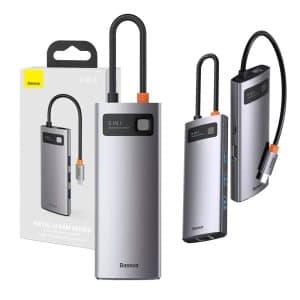 Keskitin 6in1 Baseus Metal Gleam -sarja, USB-C - 3x USB 3.0 + HDMI + USB-C PD + Ethernet RJ45