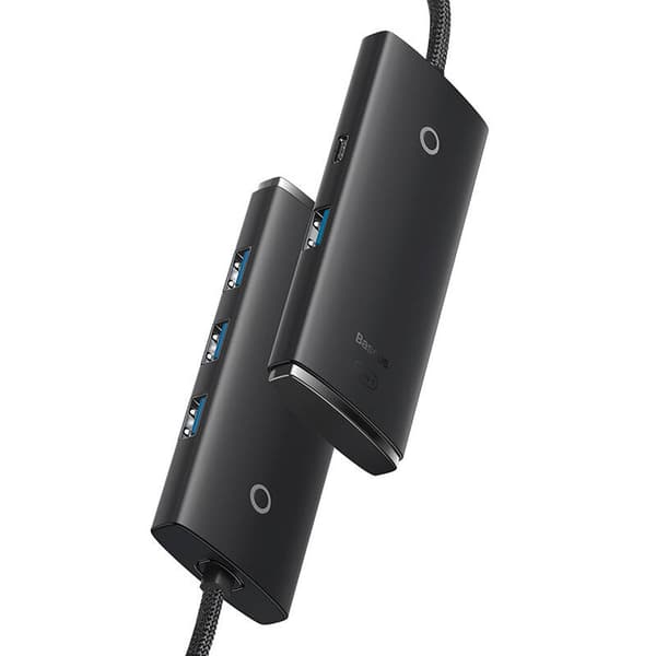 Baseus Lite Series Hub 4in1 USB-C - 4x USB 3.0 + USB-C, 1m (musta)