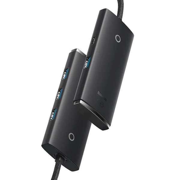 Baseus Lite Series Hub 4in1 USB-C - 4x USB 3.0 + USB-C, 1m (musta)