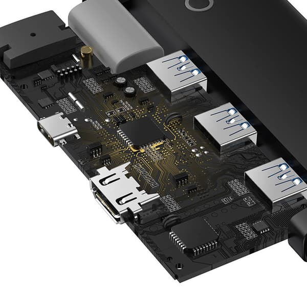 Baseus Lite Series Hub 5w1 USB-C till 3x USB 3.0 + USB-C + HDMI (svart)