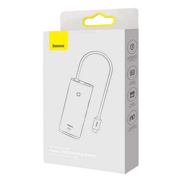 Baseus Lite Series Hub 5w1 USB-C till 3x USB 3.0 + USB-C + HDMI (svart)