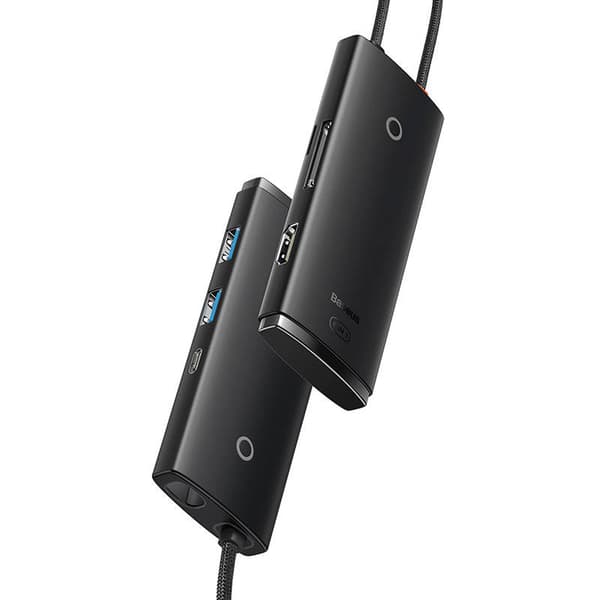 Baseus Lite Series Hub 6w1 USB-C - 2x USB 3.0 + USB-C + HDMI + SD/TF (musta)