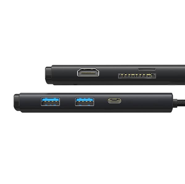 Baseus Lite Series Hub 6w1 USB-C - 2x USB 3.0 + USB-C + HDMI + SD/TF (musta)