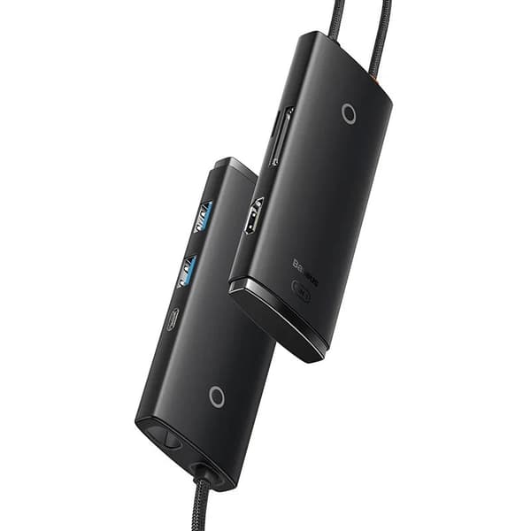Baseus Lite Series Hub 6w1 USB-C - 2x USB 3.0 + USB-C + HDMI + SD/TF (musta)