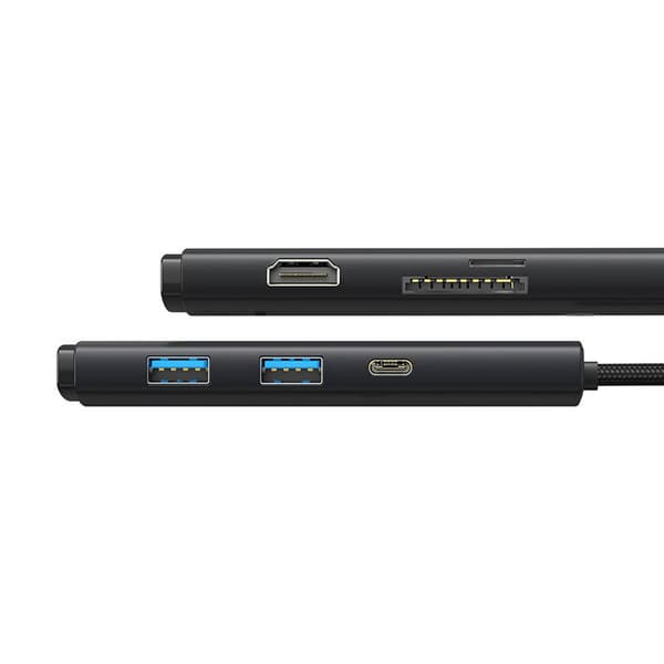 Hub 6w1 Baseus Lite Series USB-C til 2x USB 3.0 + USB-C PD + HDMI + SD/TF (sort)