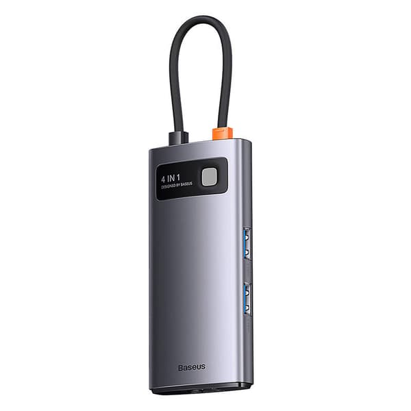Keskitin 4in1 Baseus Metal Gleam -sarja, USB-C - 3x USB 3.0 + Ethernet RJ45