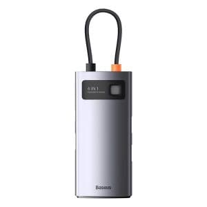 Keskitin 4in1 Baseus Metal Gleam -sarja, USB-C - 3x USB 3.0 + Ethernet RJ45