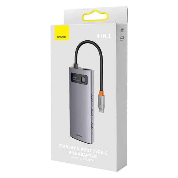 Hub 4in1 Baseus Metal Gleam -sarja, USB-C - 4x USB 3.0