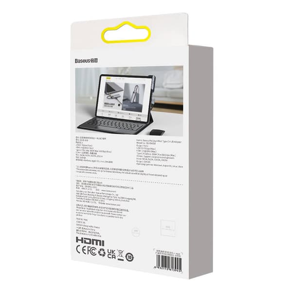 Hub 4in1 Baseus PadJoy Series USB-C til USB 3.0 + HDMI + USB-C PD + stik 3,5 mm (grå)