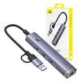 Miniatyrbild 10 av 10: Hub 4in1 Baseus UltraJoy USB-A&USB-C till 3xUSB3.0+USB-C+RJ45 (grå)
