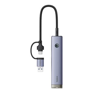 Hub 4in1 Baseus UltraJoy USB-A&USB-C till 3xUSB3.0+USB-C+RJ45 (grå)