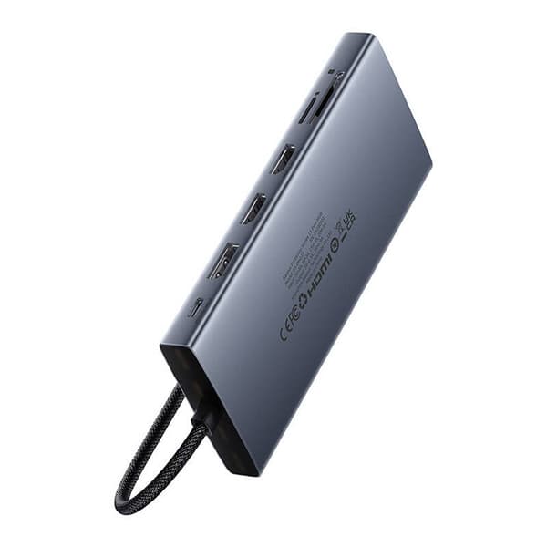 Keskitin 13in1 Baseus PortalJoy USB-C HDMI+DP+VGA+C+USB+PD+RJ45+SD/TF+3,5mm (harmaa)