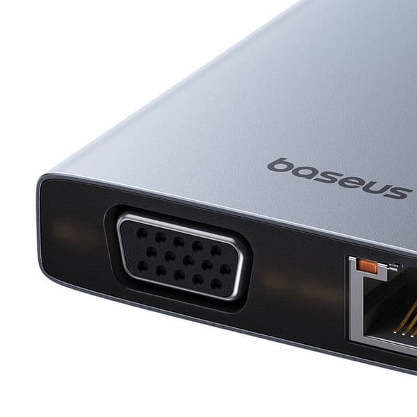 Keskitin 13in1 Baseus PortalJoy USB-C HDMI+DP+VGA+C+USB+PD+RJ45+SD/TF+3,5mm (harmaa)