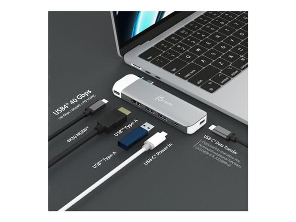 j5create JCD394-N USB-C® 6K Premium Hub, 2 x USB 3.2 Gen 2 (3.1 Gen 2) Type-C, HDMI, USB 3.2 Gen 1 (3.1 Gen 1) Type-A, USB 3.2 Gen 1 (3.1 Gen 1) Type