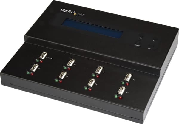 StarTech.com USBDUPE17, USB-minnepenndupliktor, 7 kopier, USB 2.0, Sort, Stål, USB Type-A