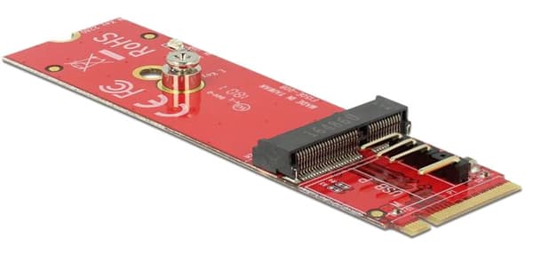 Converter M.2 KeyM male>M.2 Key E slot USB PCIe modules Rød
