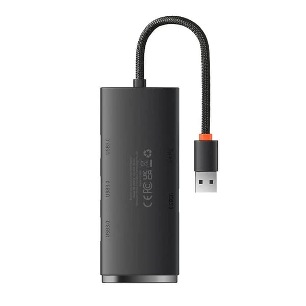 Baseus Lite Series Hub 4-i-1 USB til 4x USB 3.0, 25 cm (sort)