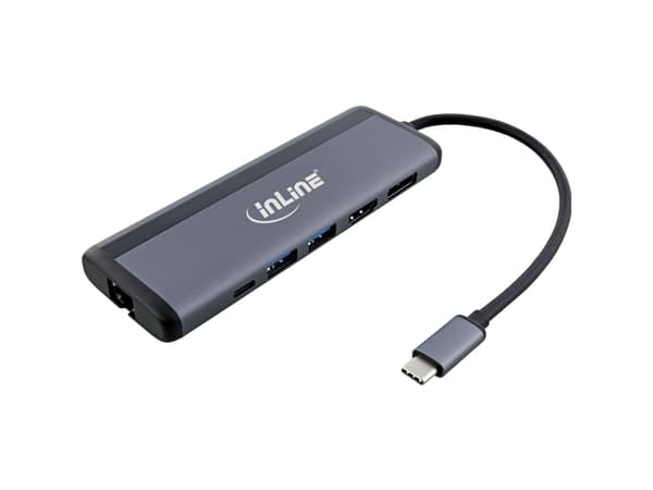InLine 33278B, USB Type-C, DisplayPort, HDMI, RJ-45, USB 3.2 Gen 2 (3.1 Gen 2) Type-A, USB Type-C, MicroSD (TransFlash), 1000 Mbit/s, 7680 x 4320 pix