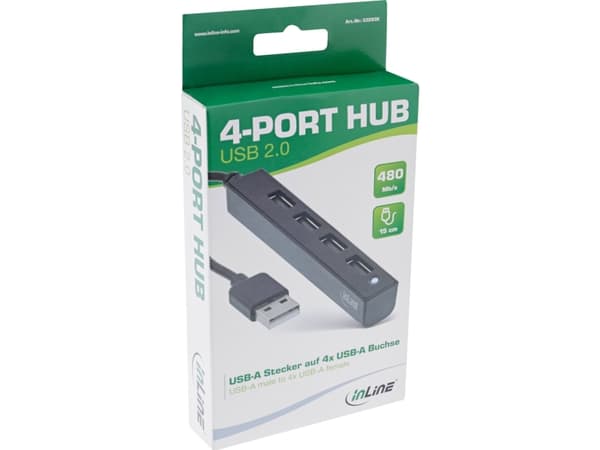 InLine 33293K, USB 2.0 Type-A, USB 2.0 Type-A, 480 Mbit/s, Svart, Plast, 0,015 m