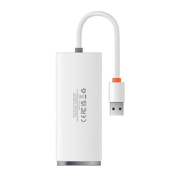 Baseus Lite Series Hub 4in1 USB till 4x USB 3.0, 25cm (vit)