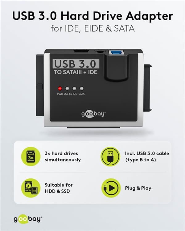 USB 3.0 harddiskadapter til IDE og SATA