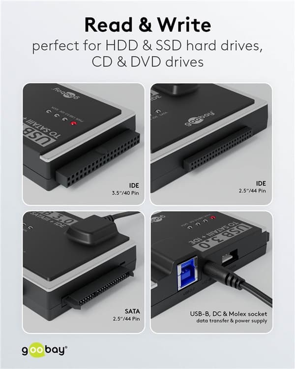 USB 3.0 harddiskadapter til IDE og SATA
