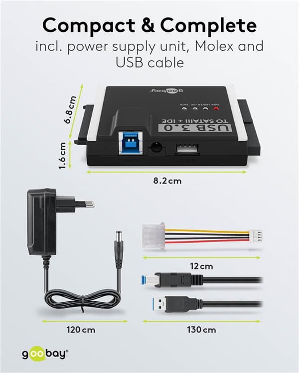 USB 3.0 harddiskadapter til IDE og SATA