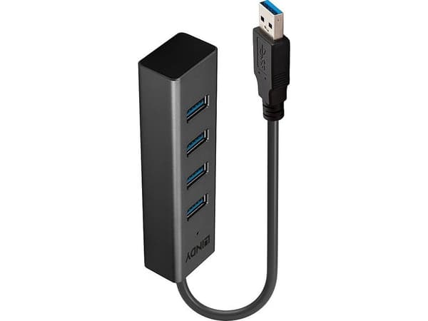 Lindy 43324, USB 3.2 Gen 1 (3.1 Gen 1) Type-A, USB 3.2 Gen 1 (3.1 Gen 1) Type-A, 5000 Mbit/s, Svart, Gjuten aluminium, Plast, 0,3 m
