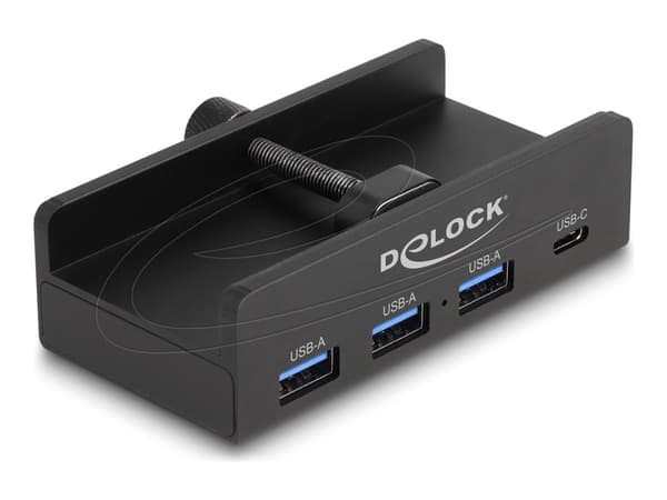 Delock - Hubb - 5 Gbps, 4 port, with locking screw - 3 x USB + 1 x USB-C - skrivbordsmodell