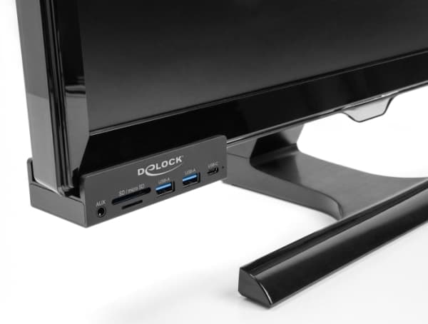 Delock - Hubb - 2 slot card reader, 5 Gbps, external, with locking screw - 1 x USB-C + 2 x USB - skrivbordsmodell