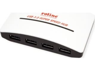 ROLINE USB-hubb USB 3.2 Gen 1, svart och vit, 4 portar, med strömförsörjning