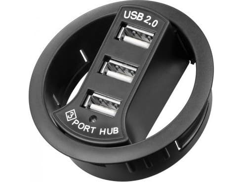 Goobay USB HUB 3-port Hi-Speed USB 2.0 In-Desk hub/splitter