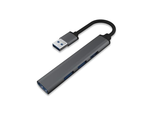 Veho VAA-550-TA3-USB-A, USB 3.2 Gen 1 (3.1 Gen 1) Type-A, USB 3.2 Gen 1 (3.1 Gen 1) Type-A, 5000 Mbit/s, Grå, Windows 10/macOS/iPadOS, AC