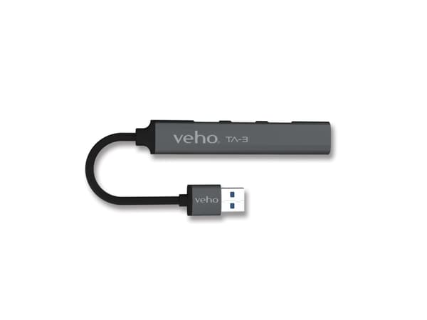 Veho VAA-550-TA3-USB-A, USB 3.2 Gen 1 (3.1 Gen 1) Type-A, USB 3.2 Gen 1 (3.1 Gen 1) Type-A, 5000 Mbit/s, Grå, Windows 10/macOS/iPadOS, AC