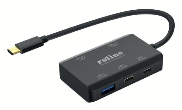 ROLINE 14.02.5060, USB Type-C, USB 3.2 Gen 2 (3.1 Gen 2) Type-A, USB 3.2 Gen 2 (3.1 Gen 2) Type-C, 10000 Mbit/s, Svart, 100 W, 70 mm