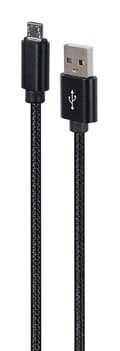 Miniatyrbild 1 av 3: Gembird CCDB-mUSB2B-AMBM-6 Bomullsflätad Micro-USB-kabel med metallkontakter, 1,8 m, svart