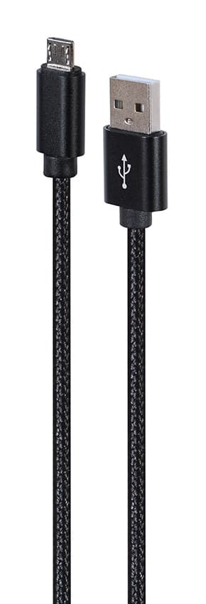 Gembird CCDB-mUSB2B-AMBM-6 Bomullsflätad Micro-USB-kabel med metallkontakter, 1,8 m, svart