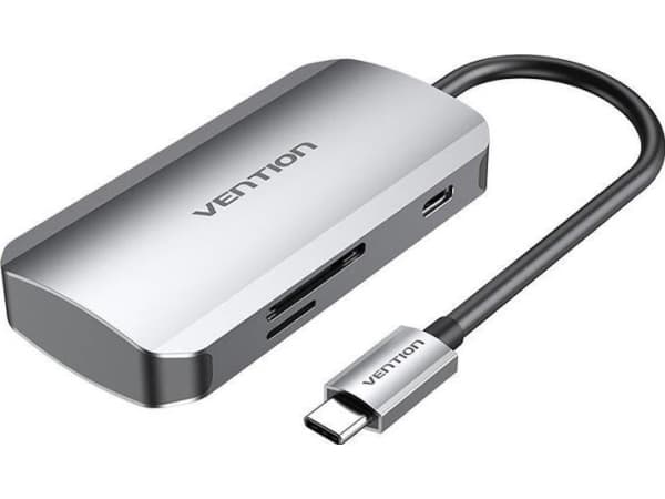USB-C to 3x USB3.0, SD, TF, PD docking station 0.15m Vention TNHHB grey