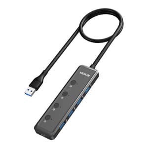 HUB 5in1 MOKiN USB-A3.0 till 4xUSB-A + 1xUSB-C DC (svart)