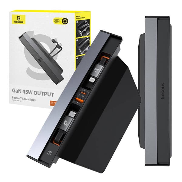 Hub Baseus T-Space med USB-C til lynkabler for Tesla Cars (svart)