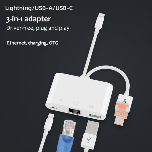 Ethernet-adapter med USB-C, Lightning och USB – Plug-and-play med hög hastighet