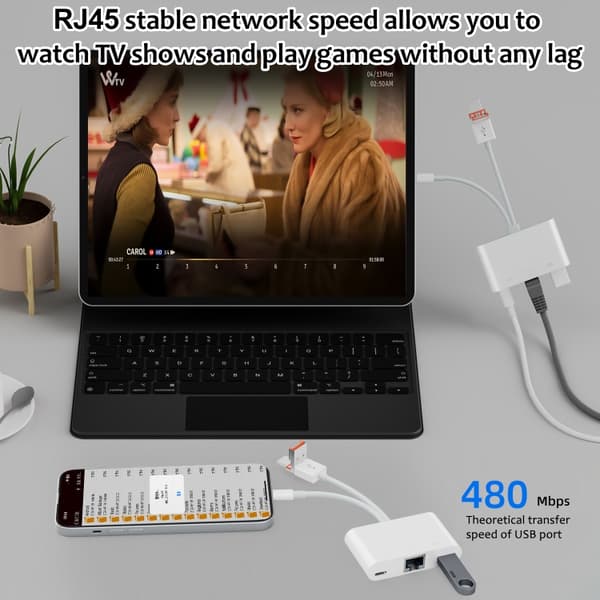 Ethernet-adapter med USB-C, Lightning och USB – Plug-and-play med hög hastighet