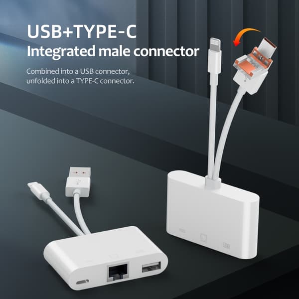 Ethernet-adapter med USB-C, Lightning och USB – Plug-and-play med hög hastighet