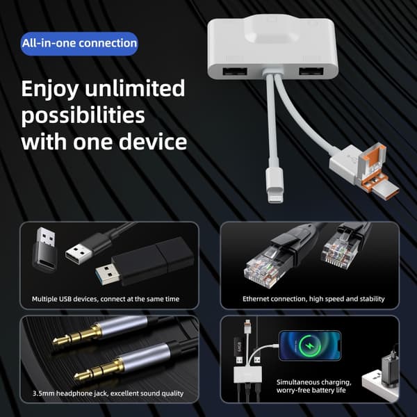 Ethernet-adapter med USB-C, Lightning, USB och MicroUSB – Allt-i-ett-lösning för snabb anslutning