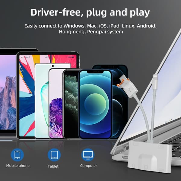 Ethernet-adapter med USB-C, Lightning, USB och MicroUSB – Allt-i-ett-lösning för snabb anslutning