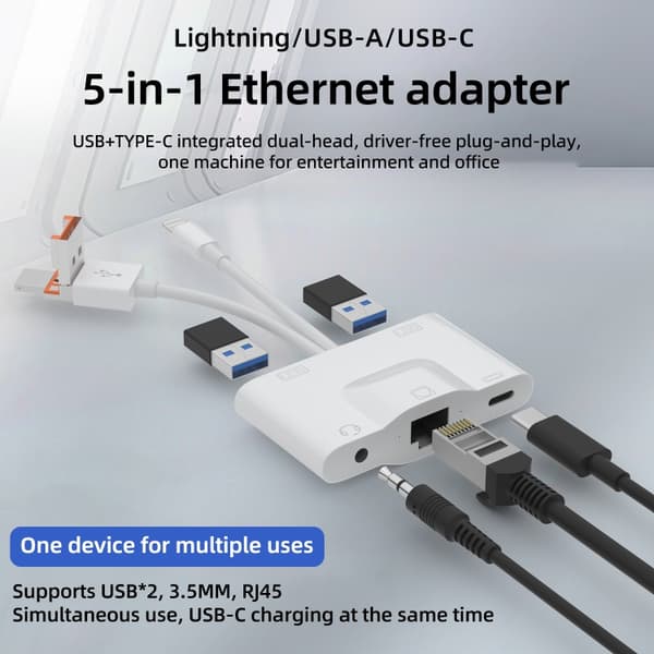 Ethernet-adapter med USB-C, Lightning, USB och MicroUSB – Allt-i-ett-lösning för snabb anslutning