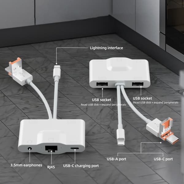Ethernet-adapter med USB-C, Lightning, USB og MicroUSB - Alt-i-en-løsning til hurtig tilslutning