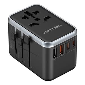 Vention FJFB0 GaN 2xUSB-C 2xUSB-A Universal reiseadapter 65W (svart)